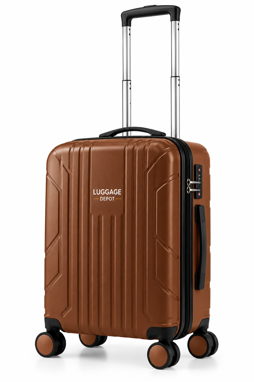 Luggage Depot Cognac Brown Hardside Spinner Travel Suitcase with TSA Lock